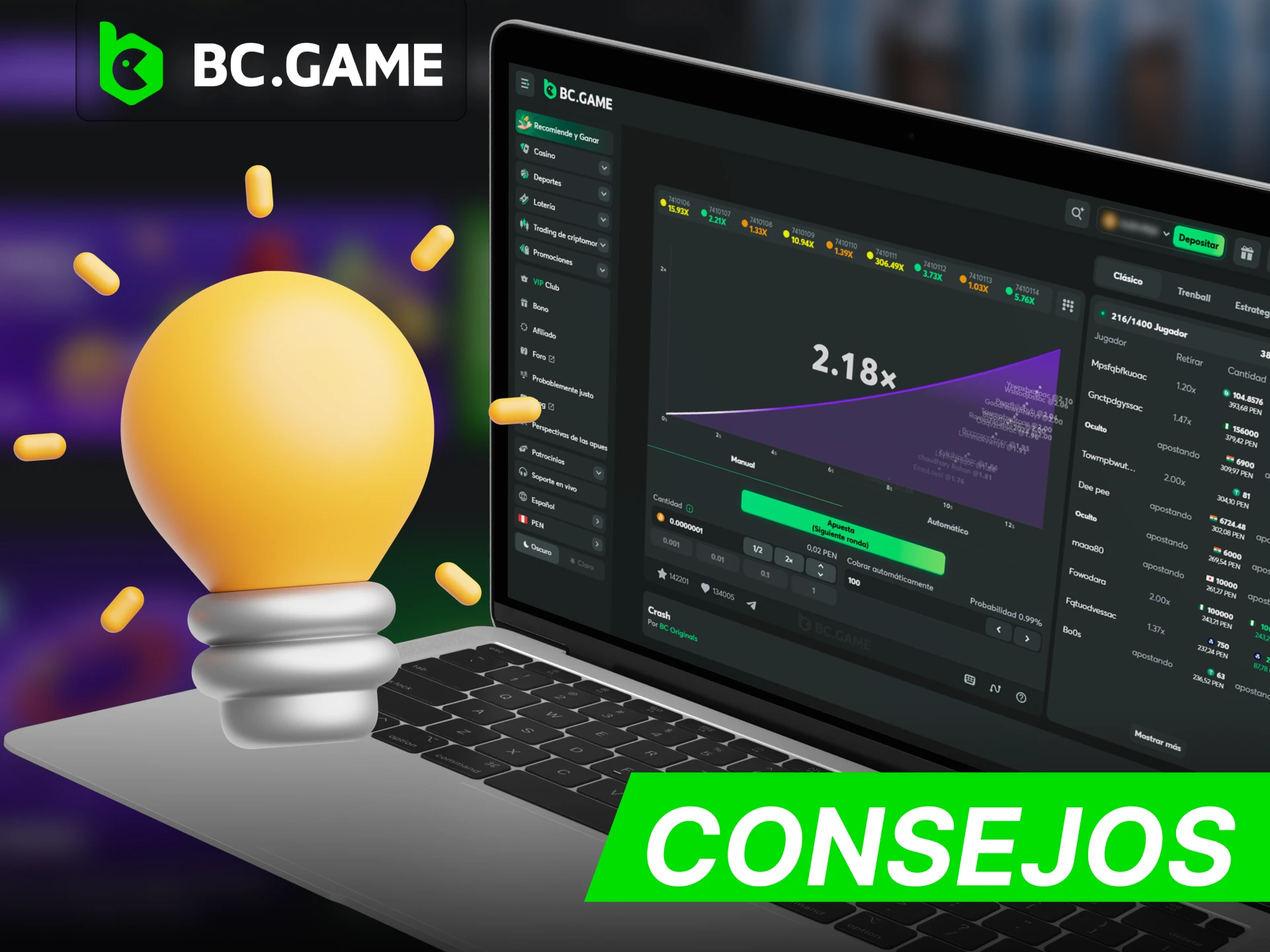 Utilice estos consejos cuando juegue al juego crash de BC Game.