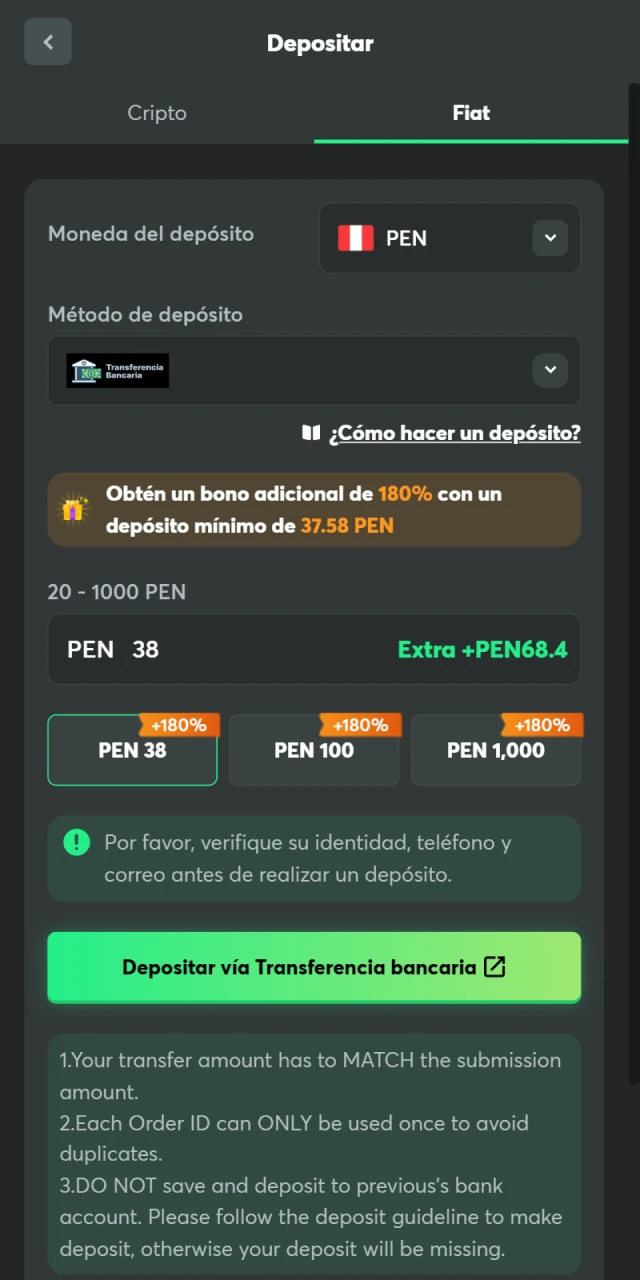 Deposite su cuenta de BC Game rapidamente.