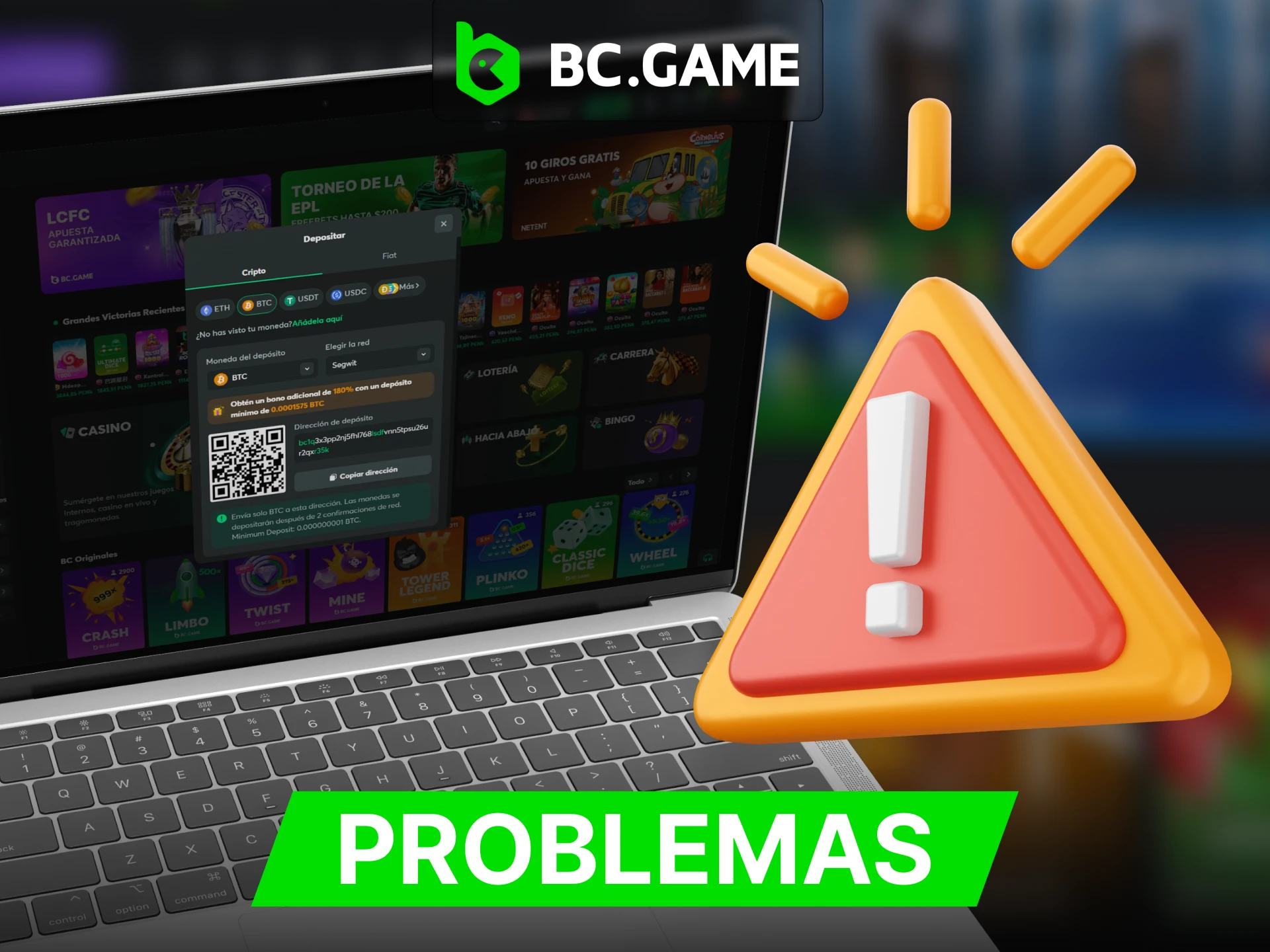 Si tiene problemas para realizar un deposito, comuniquese con el soporte de BC Game.