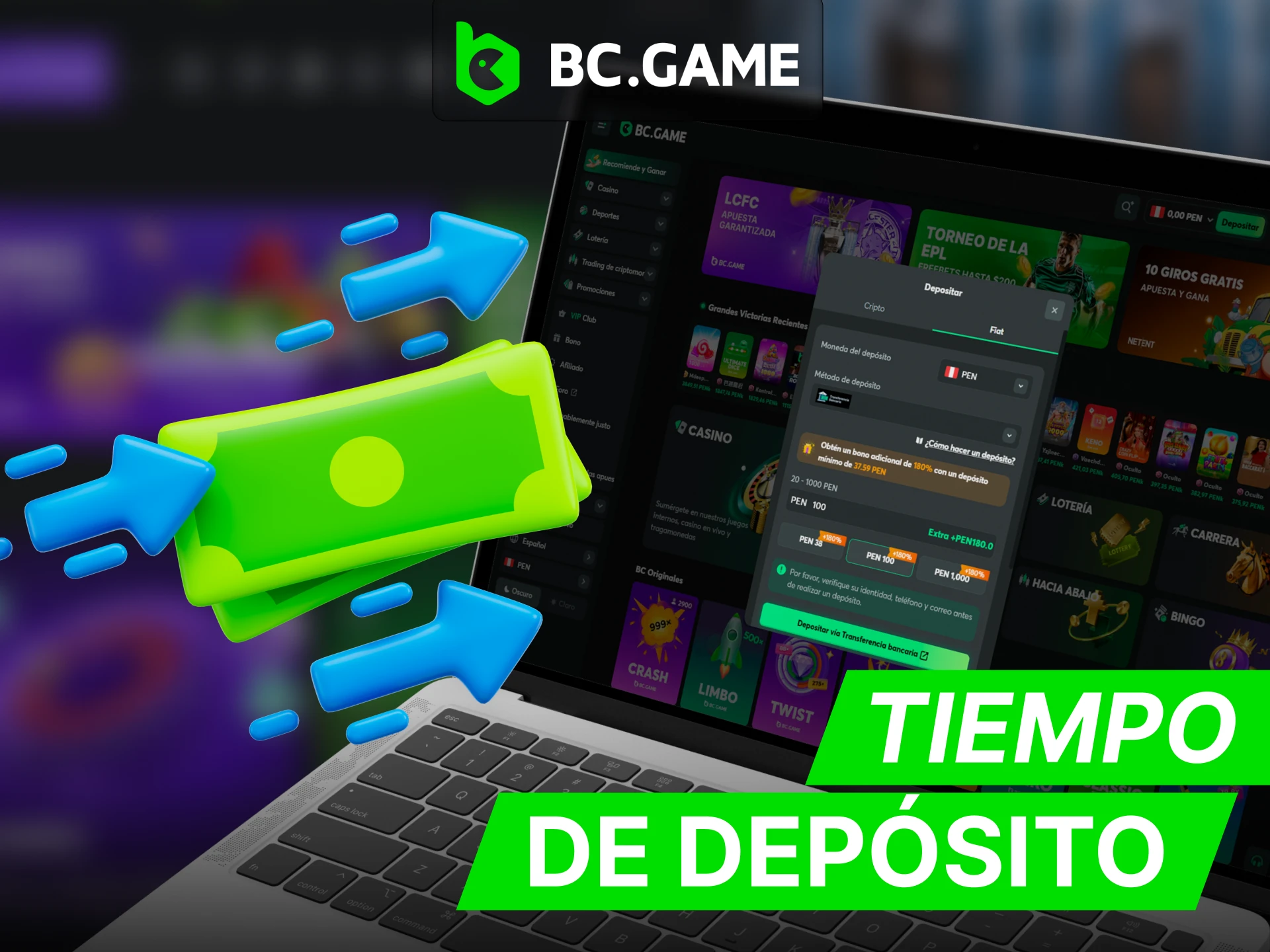Recargar tu saldo en BC Game solo lleva unos minutos.