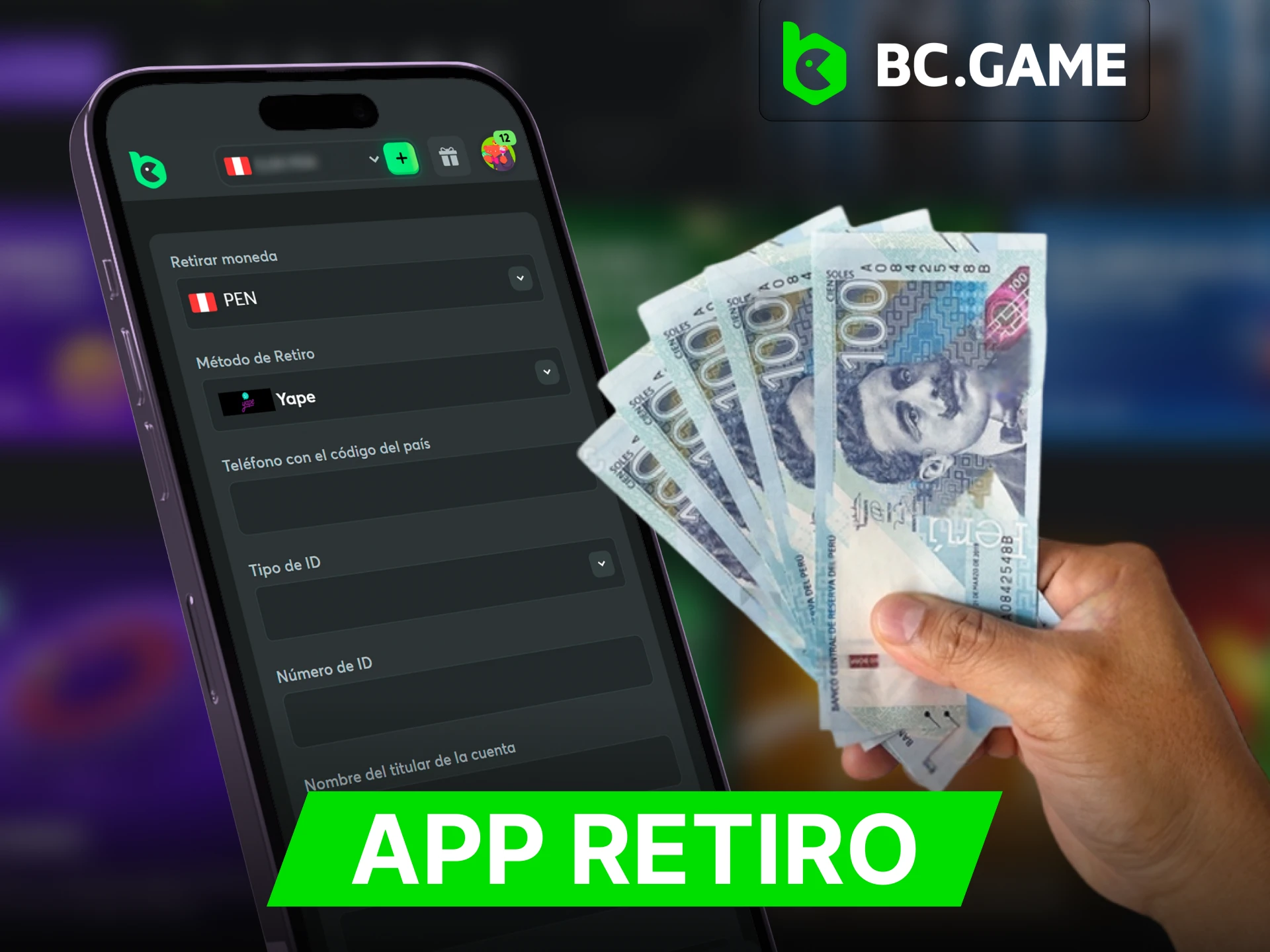 Retira tus ganancias desde la aplicacion movil de BC Game.
