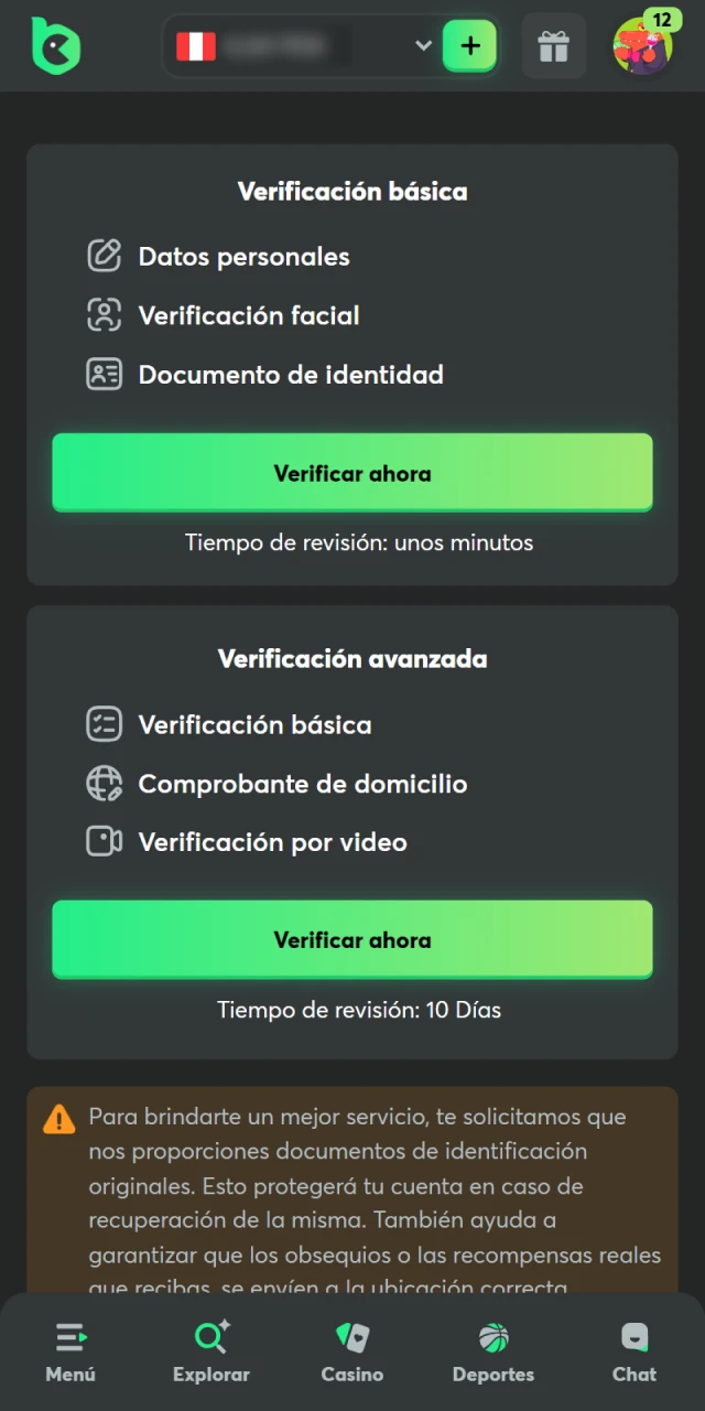 Verifica tu cuenta de BC Game para retirar dinero.