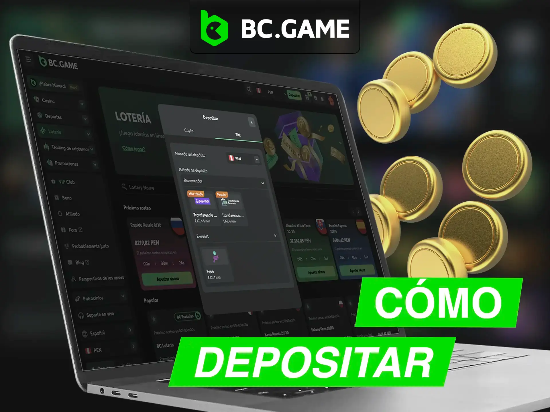 Explore los métodos disponibles para financiar su cuenta en BC Game Casino.