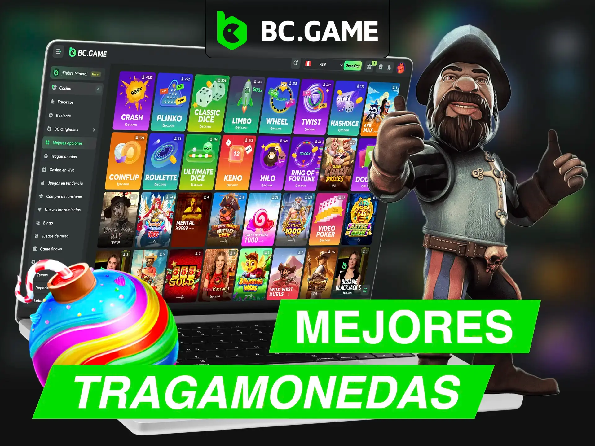 Pruebe las mejores tragaperras de BC Game y tenga la oportunidad de ganar una gran bonificación.