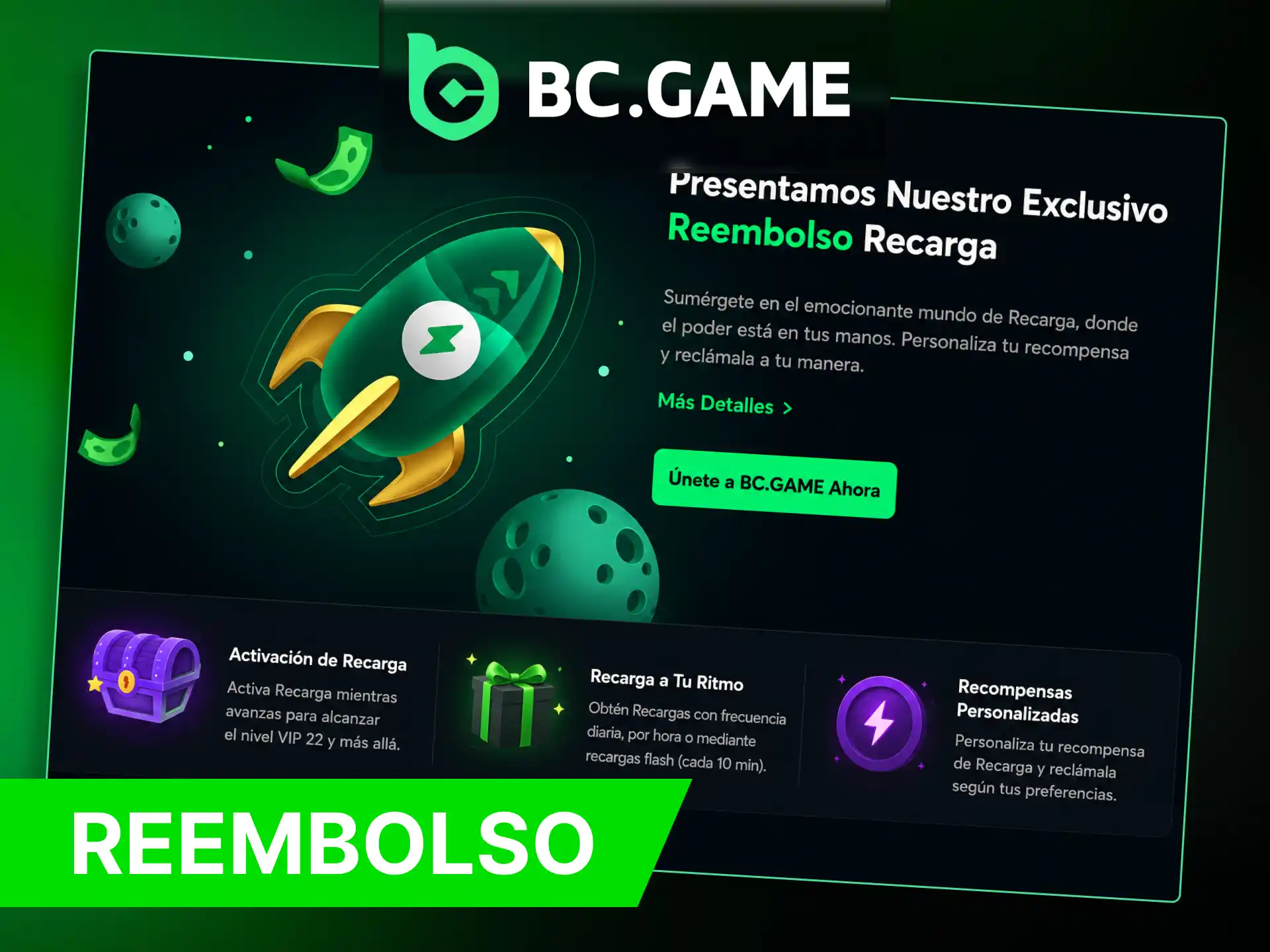 Obtenga reembolsos por perder apuestas en BC Game.