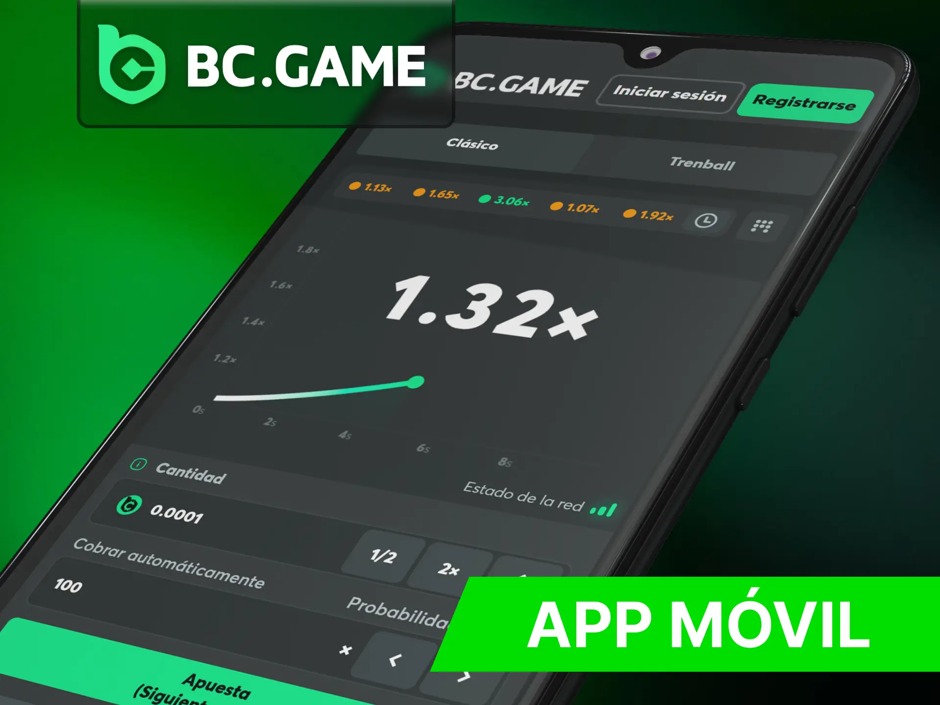Juega el juego de crash en la aplicacion movil BC Game.