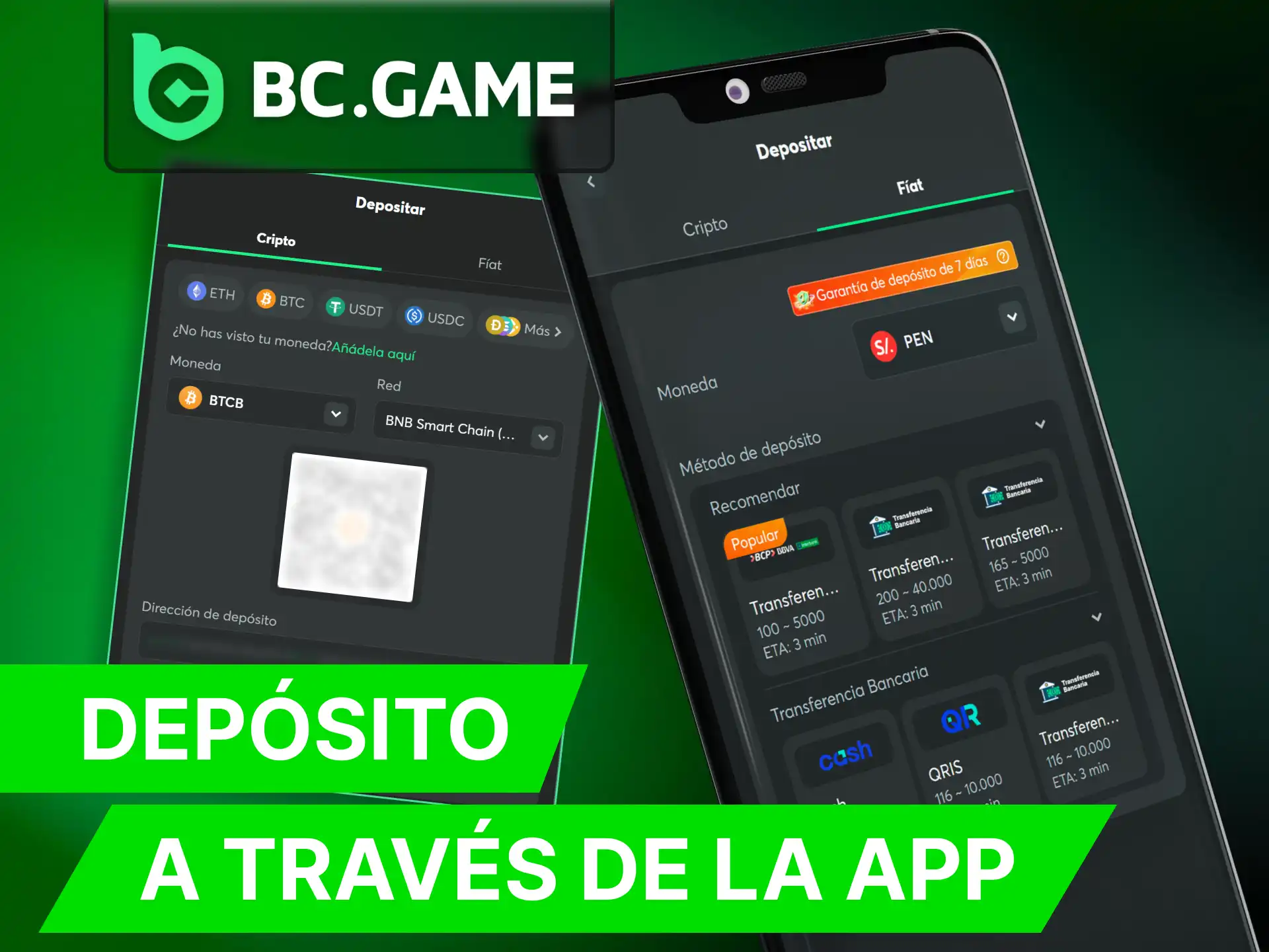 Realice su deposito directamente desde la aplicacion movil de BC Game.