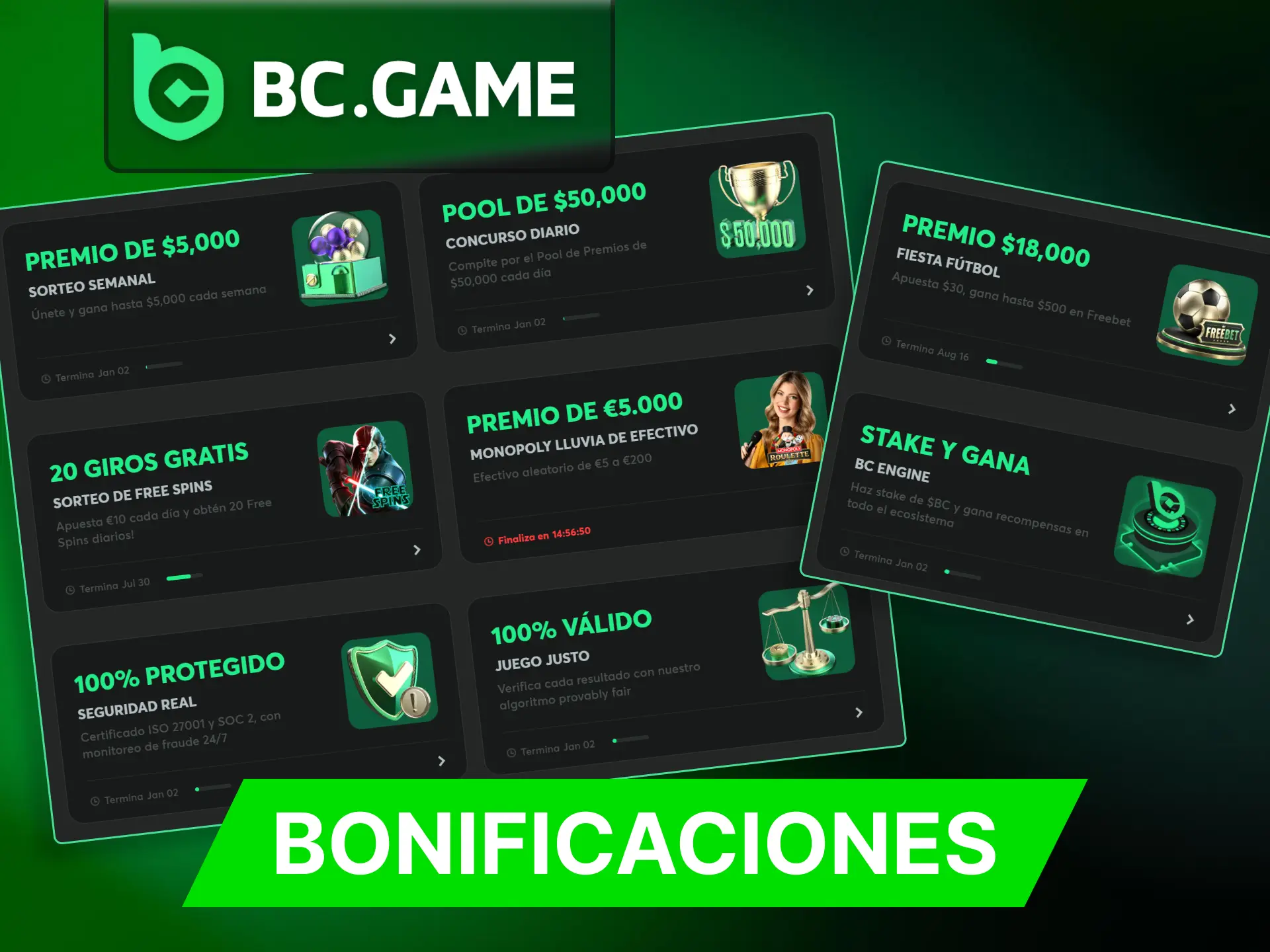En BC Game puedes obtener un lucrativo bono de bienvenida, así como bonos adicionales.