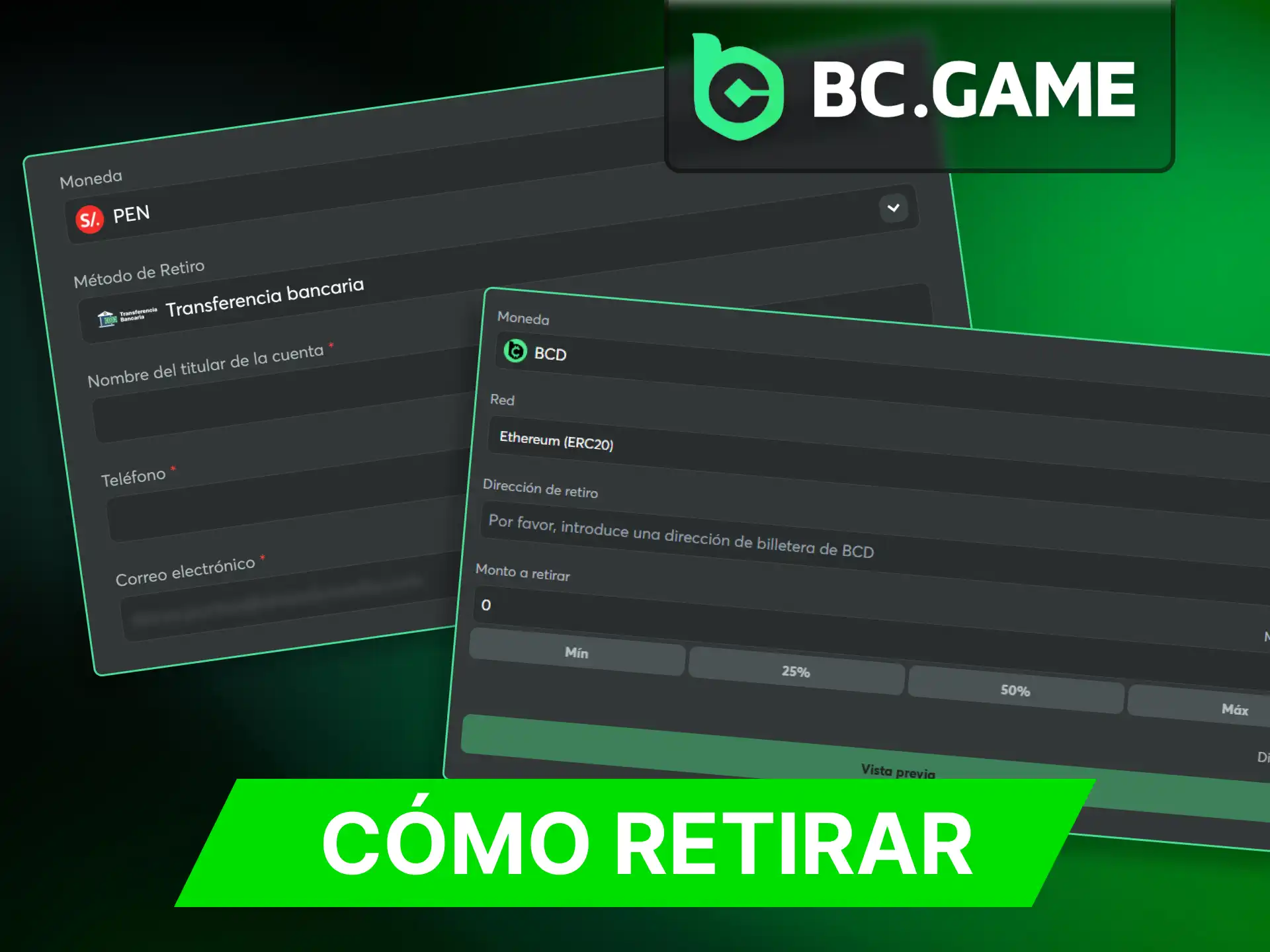 BC Game te garantiza retiradas instantáneas utilizando los métodos más populares.