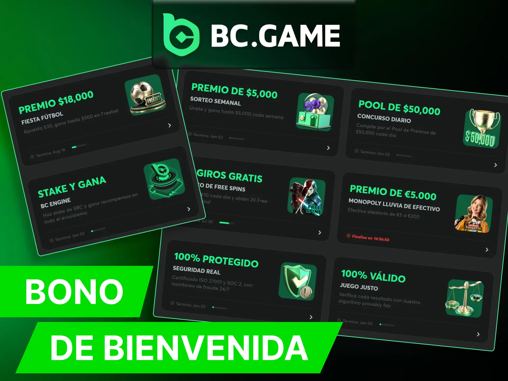 Reciba un lucrativo bono de bienvenida despues de registrarse en BC Game.