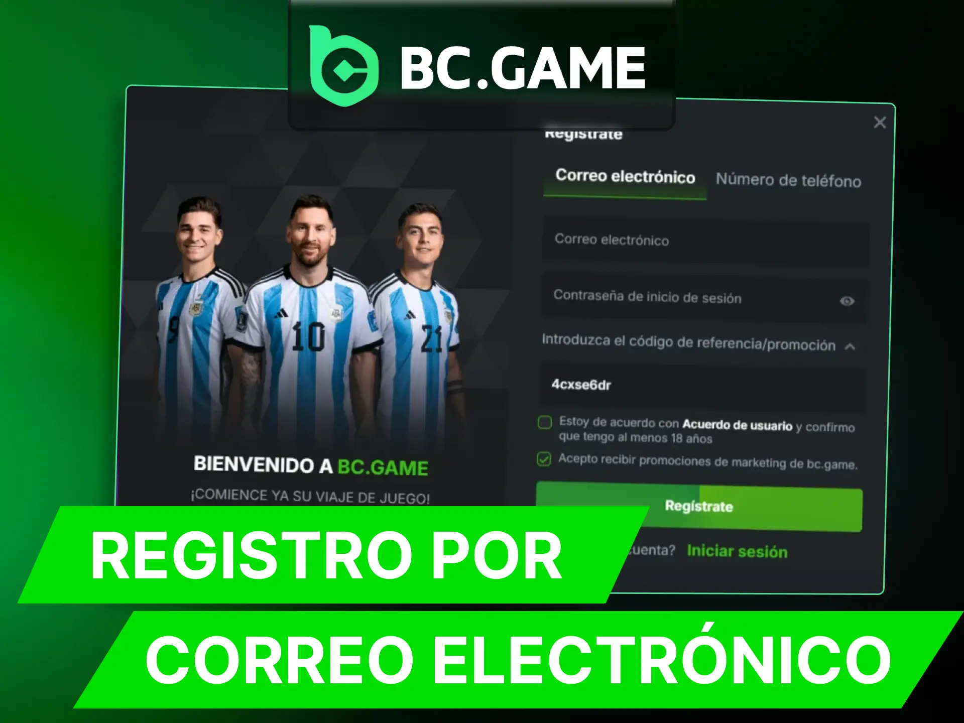 Registrarse en BC Game por correo electronico es muy facil.