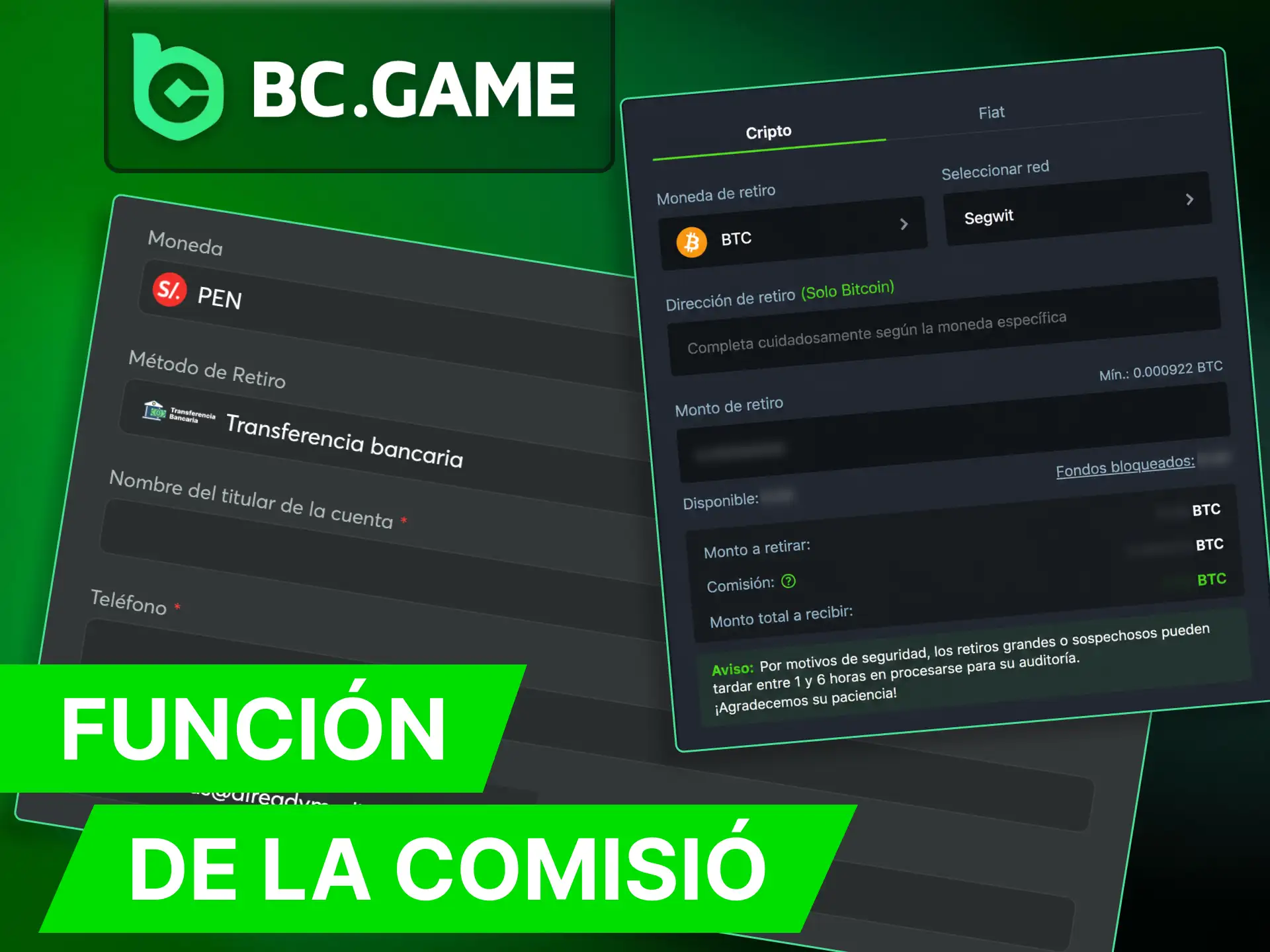 La tarifa de retiro en BC Game Casino acelera el proceso de retiro.
